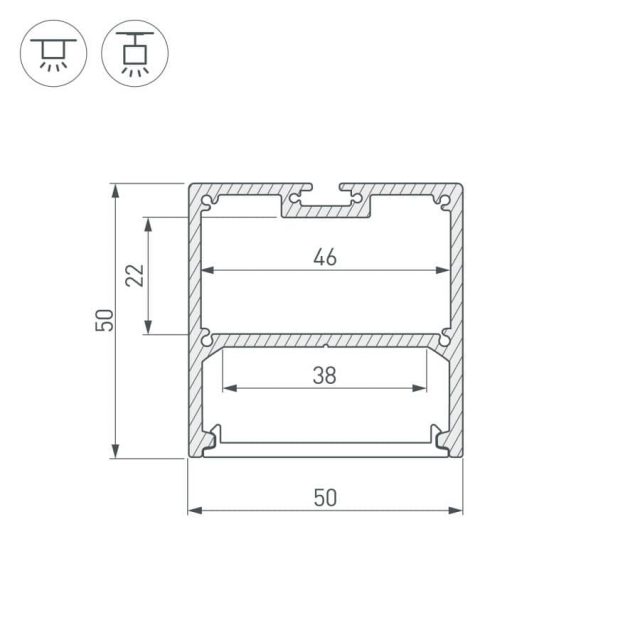 Профиль с экраном SL-LINE-5050-2500 ANOD+OPAL (ARL, Алюминий)