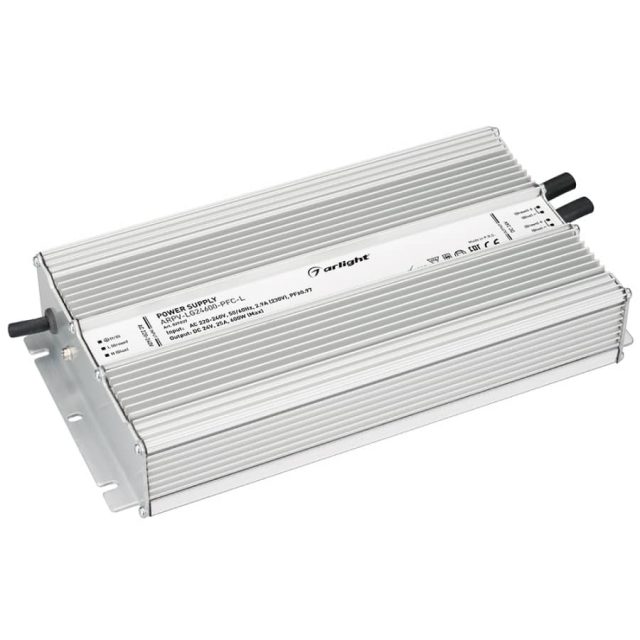 Блок питания ARPV-LG24600-PFC-L (24V, 25.0A, 600W) (ARL, IP67 Металл, 5 лет)