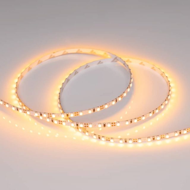 Лента RT 2-5000 12V Yellow 5mm 2x (3528, 600 LED, LUX) (ARL, 9.6 Вт/м, IP20)