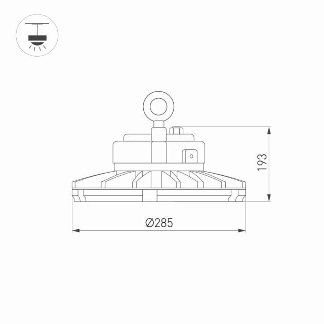 Светильник SP-FENIX-R285-150W White5000 (BK, 60 deg, 230V) (ARL, IP65 Металл, 5 лет)