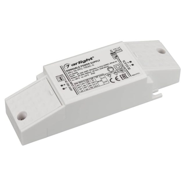 Блок питания ARJ-36-PFC-TRIAC-A (36W, 500-700mA) (ARL, IP20 Пластик, 5 лет)