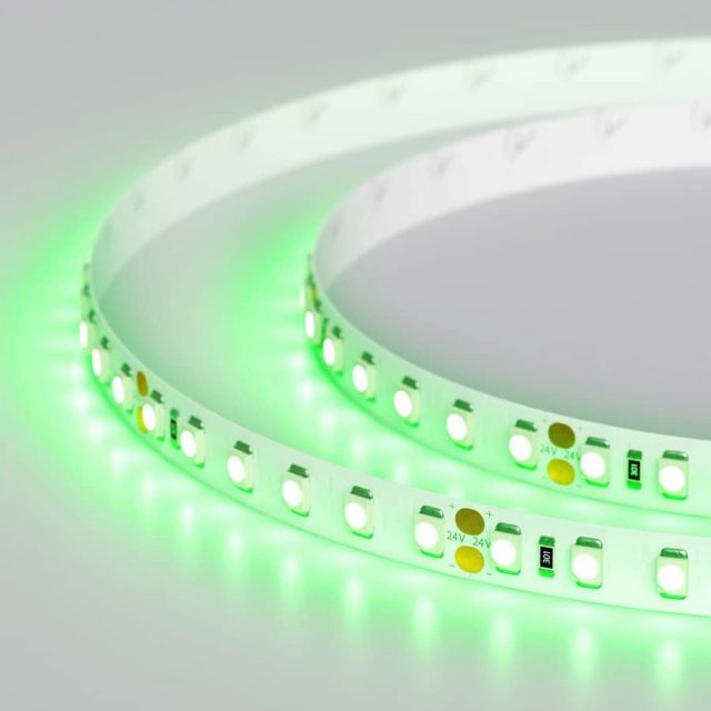 Лента RT 2-5000 24V Green 2x (3528, 600 LED, LUX) (ARL, 9.6 Вт/м, IP20)