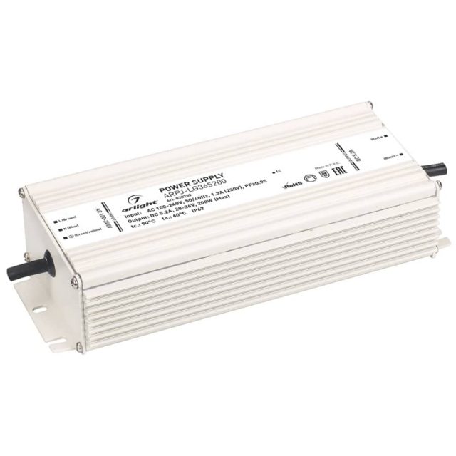 Блок питания ARPJ-LG365200 (200W, 5200mA, PFC) (ARL, IP67 Металл, 2 года)