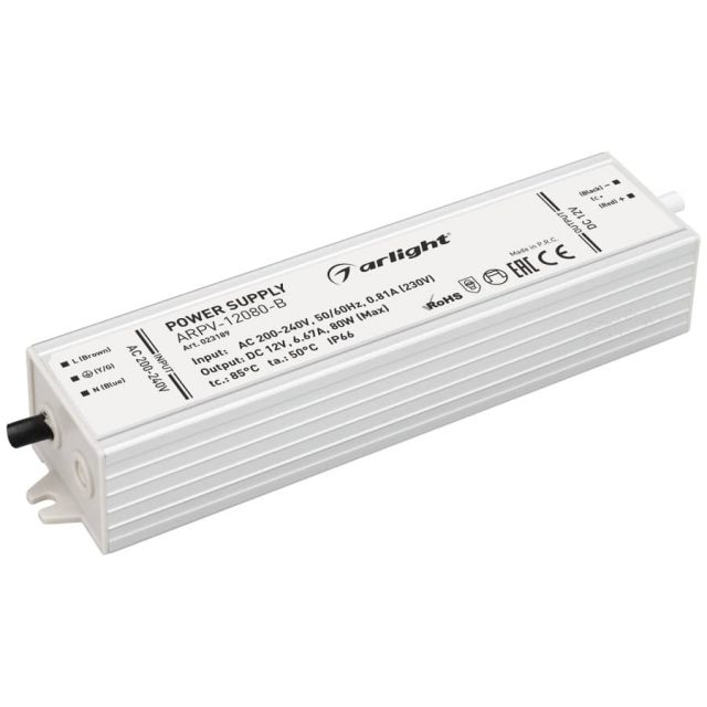 Блок питания ARPV-12080-B (12V, 6.7A, 80W) (ARL, IP67 Металл, 3 года)