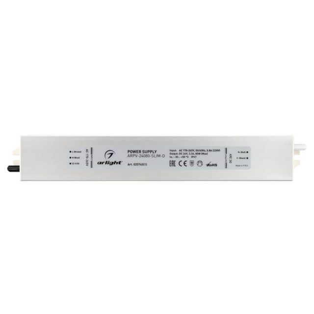 Блок питания ARPV-24080-SLIM-D (24V, 3.3A, 80W) (ARL, IP67 Металл, 3 года)