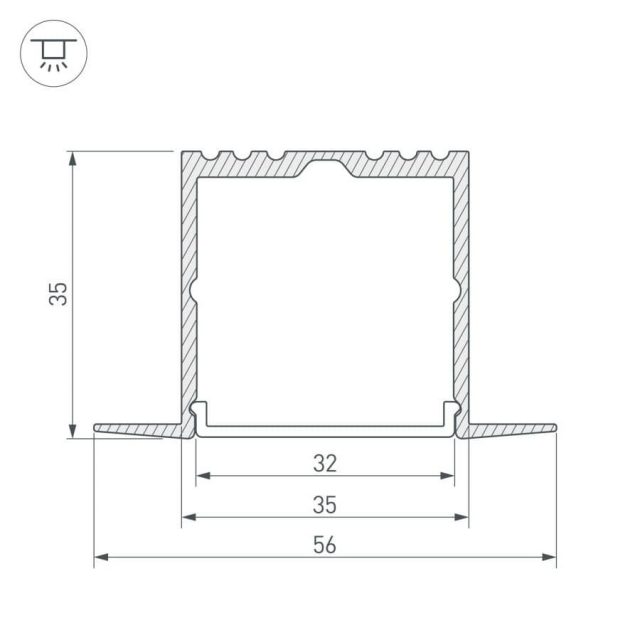 Профиль ARH-POWER-F-W35-2000 ANOD (ARL, Алюминий)