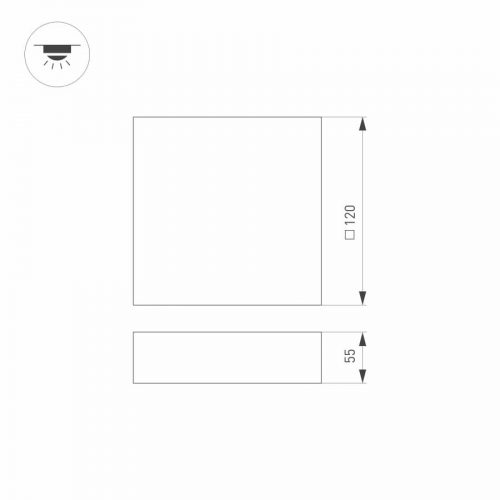 Светильник SP-QUADRO-S120x120-12W Warm3000 (BK, 120 deg, 230V) (ARL, IP40 Металл, 3 года)