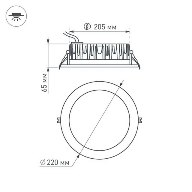 Светодиодный светильник LTD-220WH-FROST-30W Warm White 110deg (ARL, IP44 Металл, 3 года)