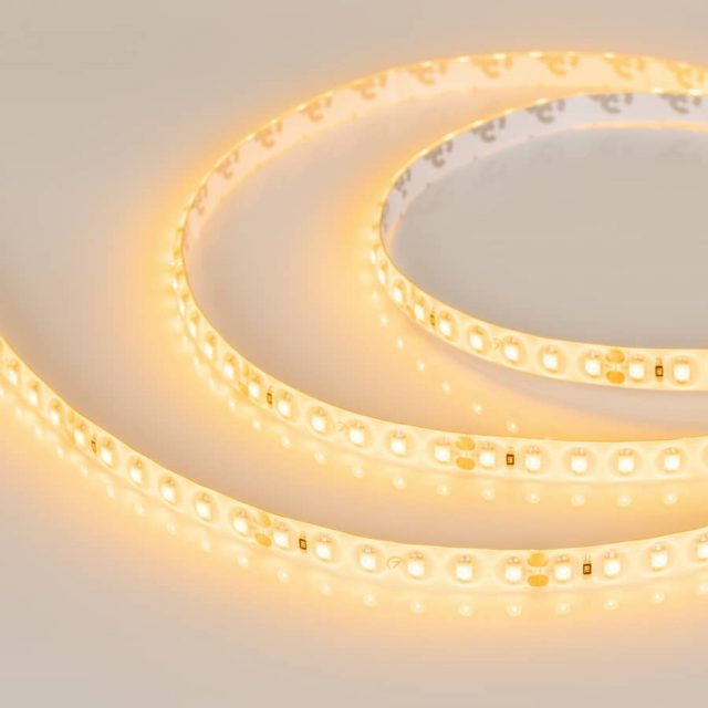 Лента RTW 2-5000SE 24V Yellow 2x (3528, 600 LED, LUX) (ARL, 9.6 Вт/м, IP65)