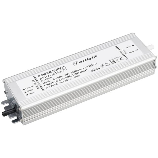 Блок питания ARPV-24100-B1 (24V, 4,2A, 100W) (ARL, IP67 Металл, 3 года)