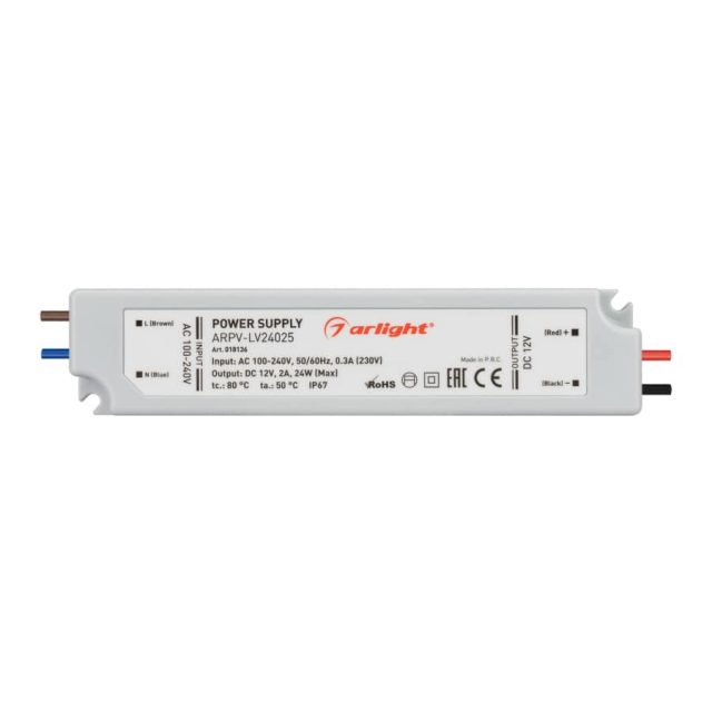 Блок питания ARPV-LV24025 (24V, 1.0A, 24W) (ARL, IP67 Пластик, 2 года)