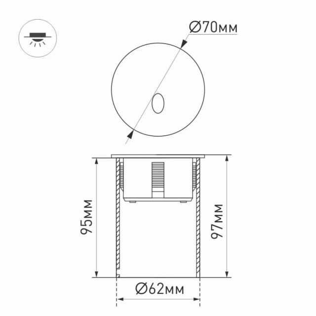 Светильник LT-GAP-R70-3W Warm3000 (BK, 30deg, 230V) (ARL, IP65 Металл, 3 года)