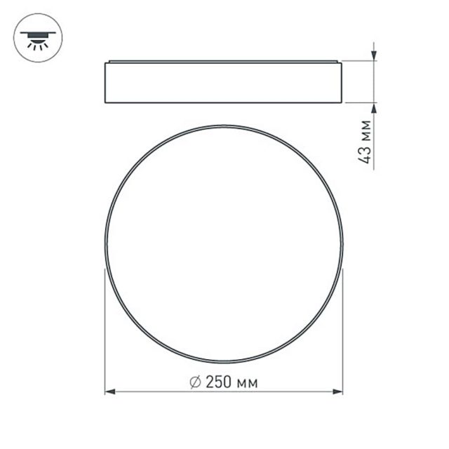 Светильник SP-RONDO-250B-30W Warm White (ARL, IP40 Металл, 3 года)