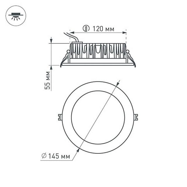 Светодиодный светильник LTD-145WH-FROST-16W White 110deg (ARL, IP44 Металл, 3 года)