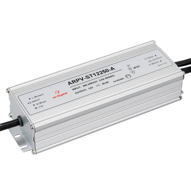 Блок питания ARPV-ST12250-A (12V, 20.8A, 250W) (ARL, IP67 Металл, 3 года)