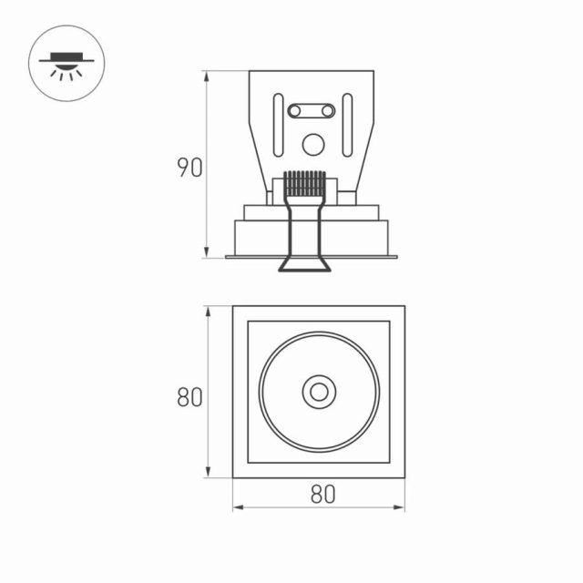 Светильник CL-SIMPLE-S80x80-9W Day4000 (WH, 45 deg) (ARL, IP20 Металл, 3 года)