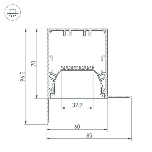 Профиль SL-LINIA55-FANTOM-EDGE-2000 ANOD (ARL, Алюминий)