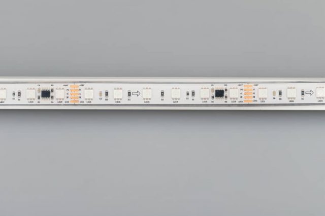 Лента DMX-5000P-5060-60 24V Cx6 RGB (14mm, 14.4W/m, IP66) (ARL, Закрытый, IP66)
