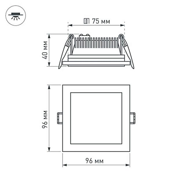 Светодиодная панель LT-S96x96WH 6W Warm White 120deg (ARL, IP40 Металл, 3 года)