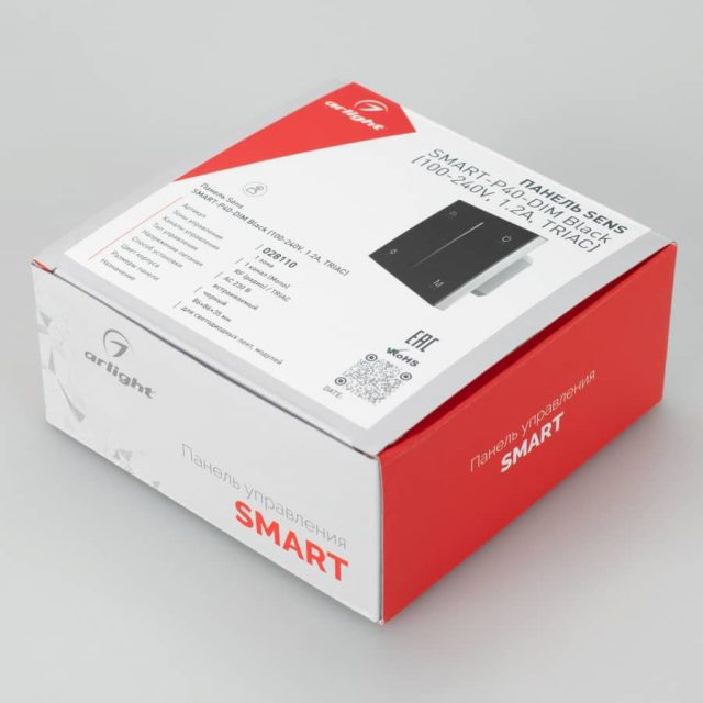 Панель SMART-P36-DIM-IN Black (230V, 1.5A, TRIAC, Sens, 2.4G) (ARL, IP20 Пластик, 5 лет)