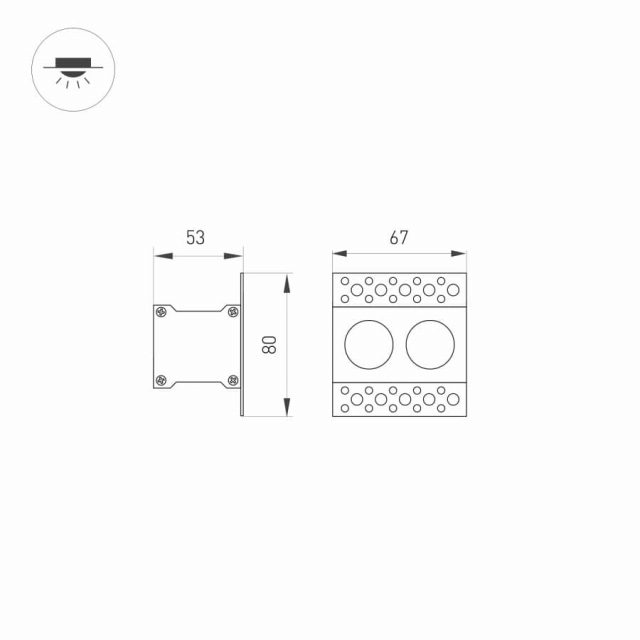 Светильник MS-ORIENT-BUILT-TRIMLESS-TC-S38x67-5W Warm3000 (WH-BK, 30 deg, 230V) (ARL, IP20 Металл, 5 лет)