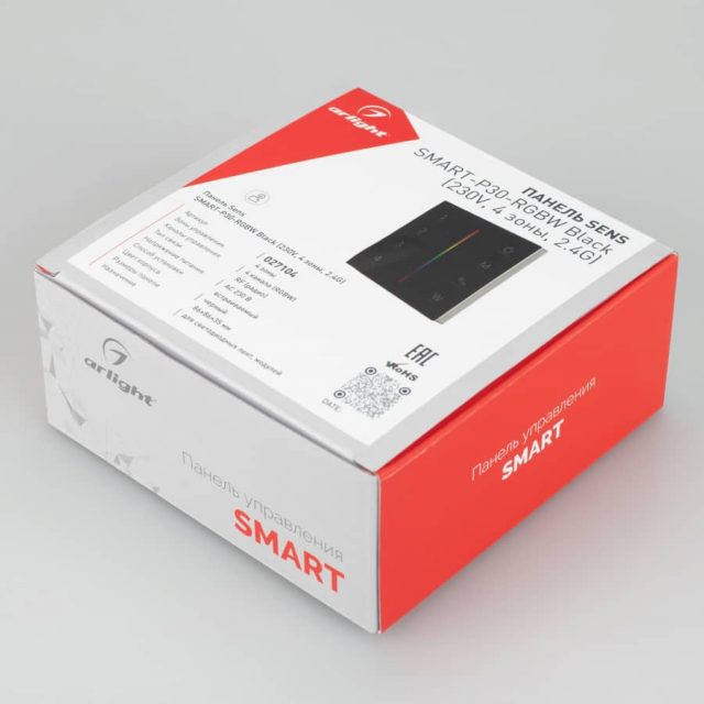 Панель Sens SMART-P30-RGBW Black (230V, 4 зоны, 2.4G) (ARL, IP20 Пластик, 5 лет)