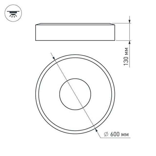 Светильник SP-TOR-RING-SURFACE-R600-42W Day4000 (WH, 120 deg) (ARL, IP20 Металл, 3 года)