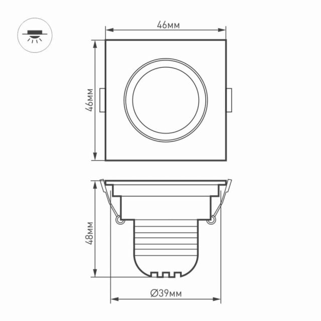 Светодиодный светильник LTM-S46x46WH 3W Day White 30deg (ARL, IP40 Металл, 3 года)