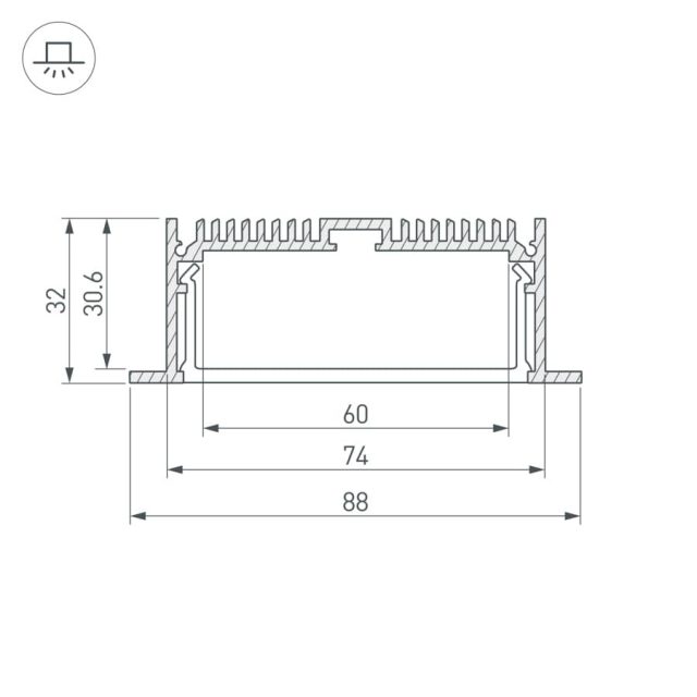 Профиль SL-LINIA88-F-2000 ANOD (ARL, Алюминий)