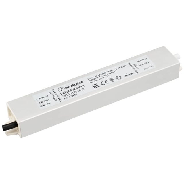 Блок питания ARPV-12036-D (12V, 3.0A, 36W) (ARL, IP67 Металл, 3 года)