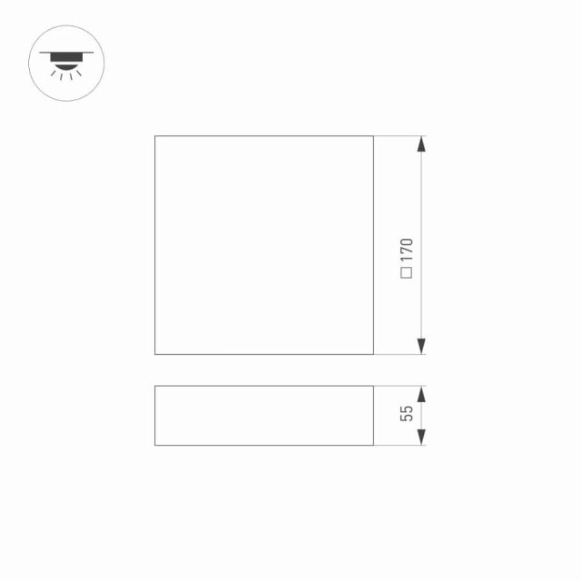 Светильник SP-QUADRO-S170x170-18W Warm3000 (BK, 120 deg, 230V) (ARL, IP40 Металл, 3 года)