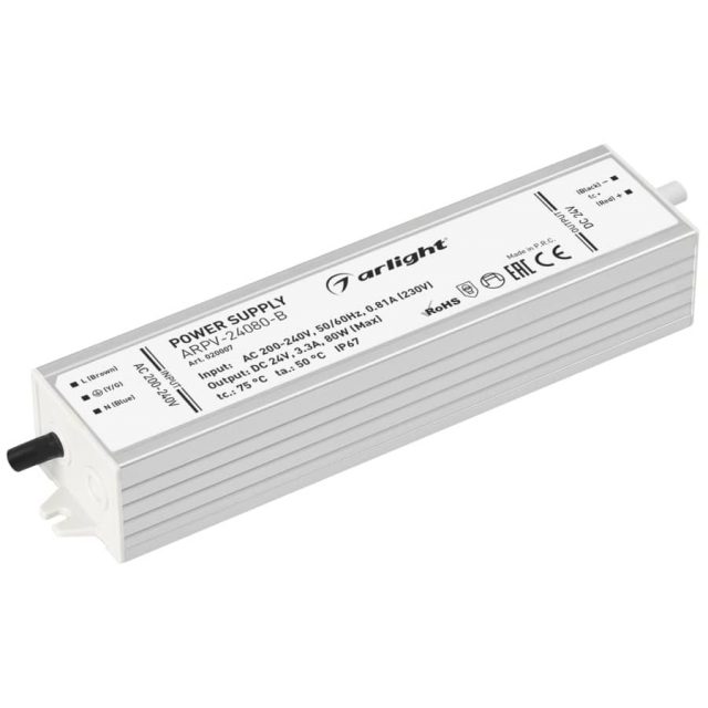 Блок питания ARPV-24080-B (24V, 3.3A, 80W) (ARL, IP67 Металл, 3 года)