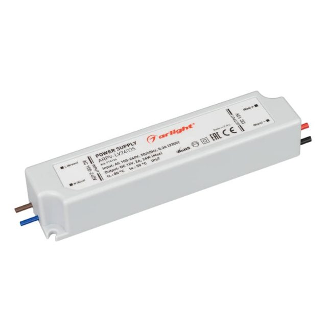 Блок питания ARPV-LV24025 (24V, 1.0A, 24W) (ARL, IP67 Пластик, 2 года)