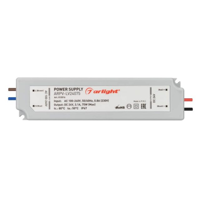 Блок питания ARPV-LV24075 (24V, 3.1A, 75W) (ARL, IP67 Пластик, 2 года)