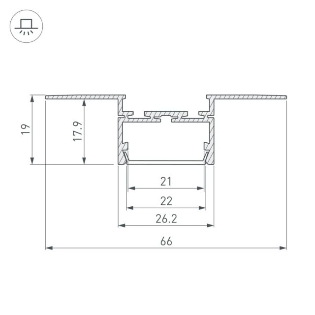 Профиль PLS-LOCK-H19-T-HIDE-2000 (ARL, Алюминий)