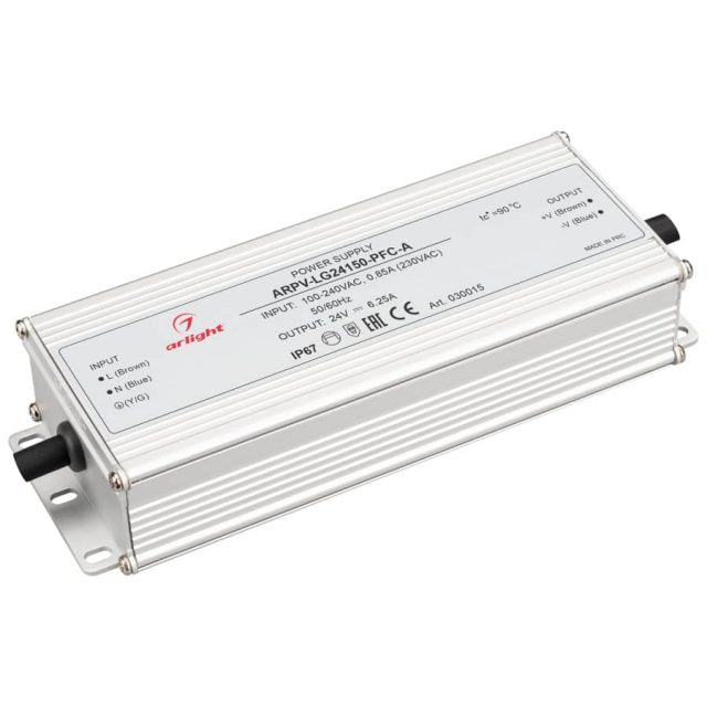 Блок питания ARPV-LG24150-PFC-A (24V, 6.25A, 150W) (ARL, IP67 Металл, 5 лет)