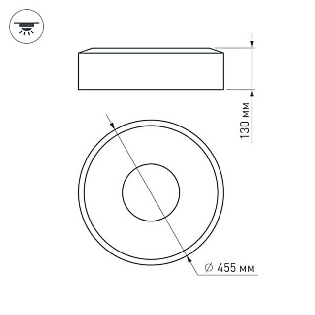 Светильник SP-TOR-RING-SURFACE-R460-33W Warm3000 (WH, 120 deg) (ARL, IP20 Металл, 3 года)