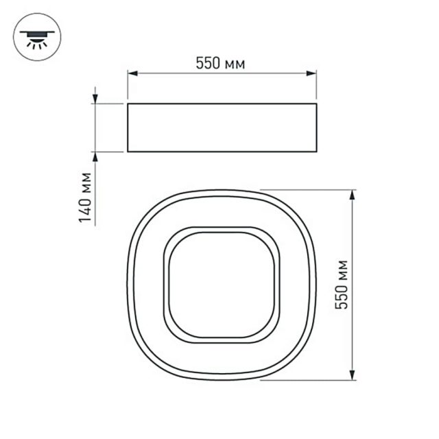 Светильник SP-TOR-QUADRAT-S550x550-53W Day4000 (WH, 120 deg) (ARL, IP20 Металл, 3 года)