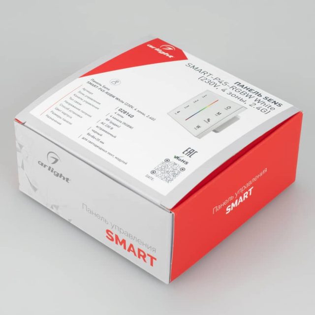 Панель Sens SMART-P45-RGBW White (230V, 4 зоны, 2.4G) (ARL, IP20 Пластик, 5 лет)