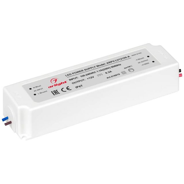 Блок питания ARPV-LV12100-A (12V, 8.3A, 100W) (ARL, IP67 Пластик, 3 года)