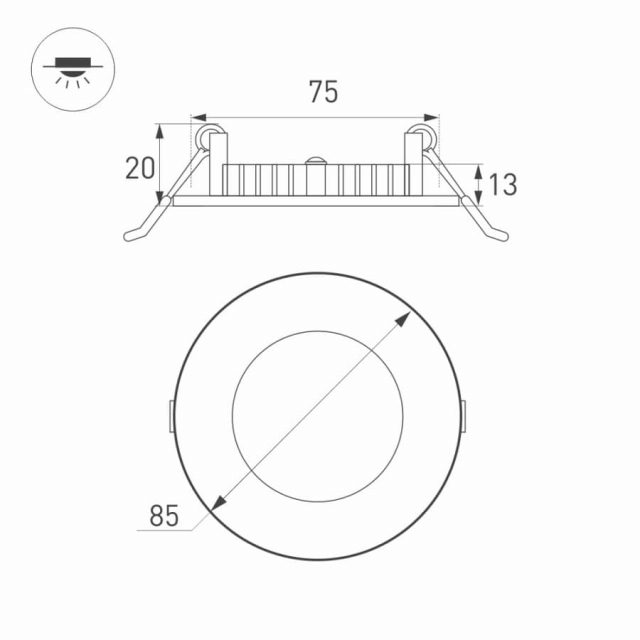 Светильник DL-85M-4W Warm White (ARL, IP40 Металл, 3 года)