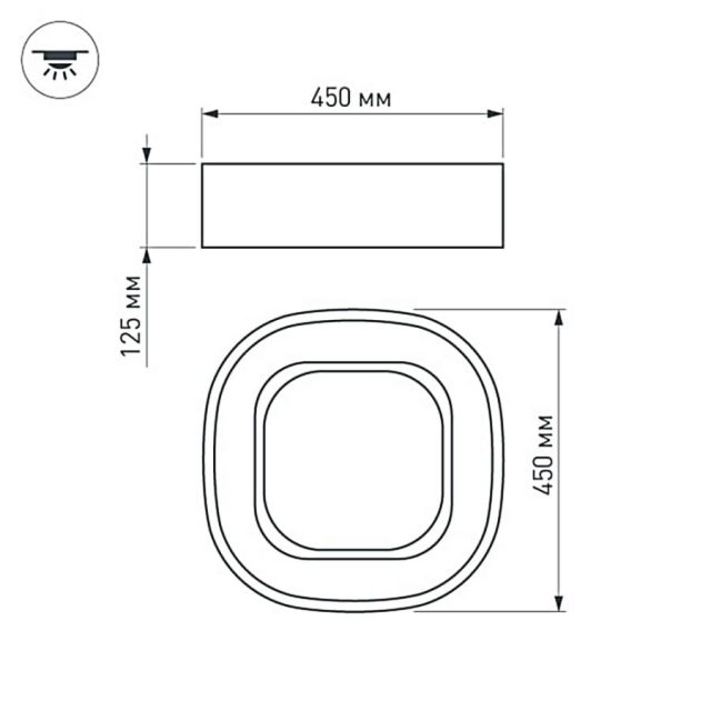 Светильник SP-TOR-QUADRAT-S450x450-35W Warm3000 (WH, 120 deg) (ARL, IP20 Металл, 3 года)