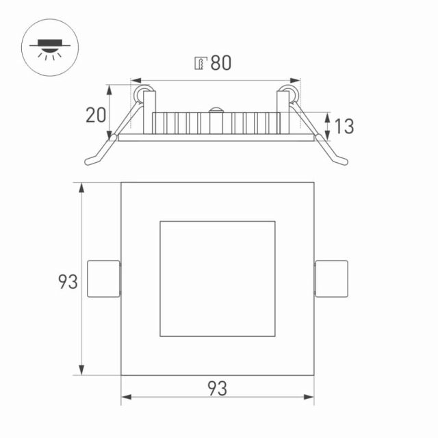 Светильник DL-93x93M-5W Day White (ARL, IP40 Металл, 3 года)