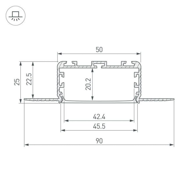 Профиль KLUS-POWER-W50H25-F-HIDE-2000 (ARL, Алюминий)