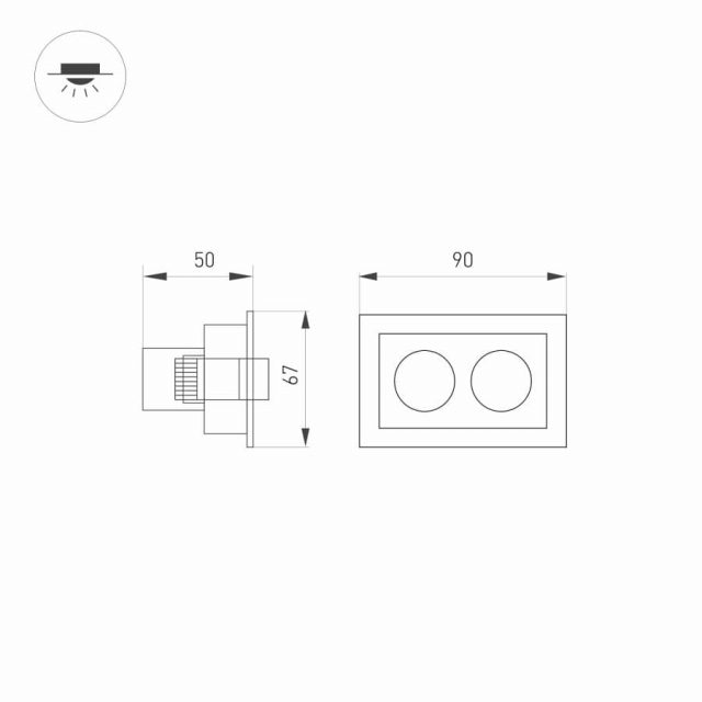 Светильник MS-ORIENT-BUILT-TURN-TC-S67x90-5W Day4000 (WH-BK, 30 deg, 230V) (ARL, IP20 Металл, 5 лет)