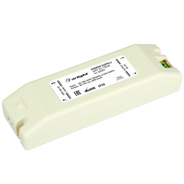 Блок питания ARV-AL12048 (12V, 4A, 48W) (ARL, IP20 Пластик, 2 года)