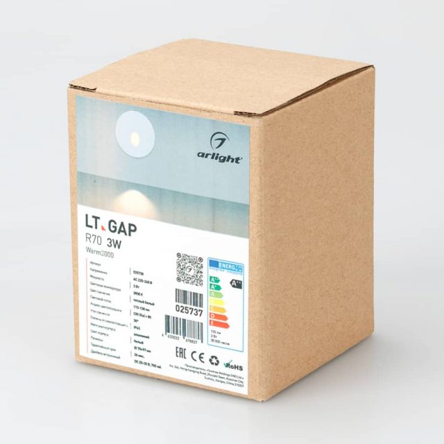 Светильник LT-GAP-R70-3W Warm3000 (WH, 30 deg) (ARL, IP65 Металл, 3 года)