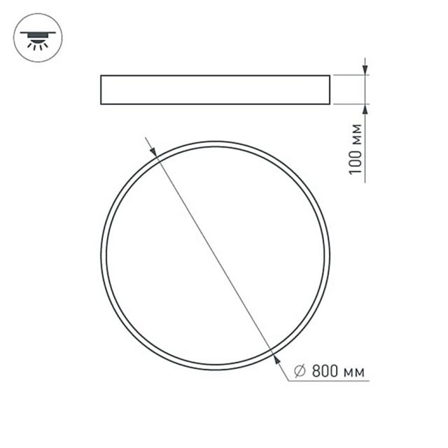 Светильник SP-TOR-PILL-R800-90W Warm3000 (BK, 120 deg) (ARL, IP20 Металл, 3 года)