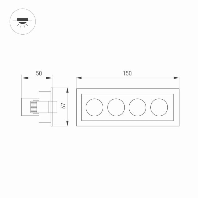 Светильник MS-ORIENT-BUILT-TURN-TC-S67x150-10W Warm3000 (WH-BK, 30 deg, 230V) (ARL, IP20 Металл, 5 лет)