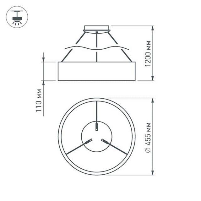 Светильник SP-TOR-RING-HANG-R460-33W Warm3000 (WH, 120 deg) (ARL, IP20 Металл, 3 года)